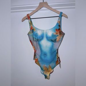 Jean Paul gaultier printed body flowers swimsuit
